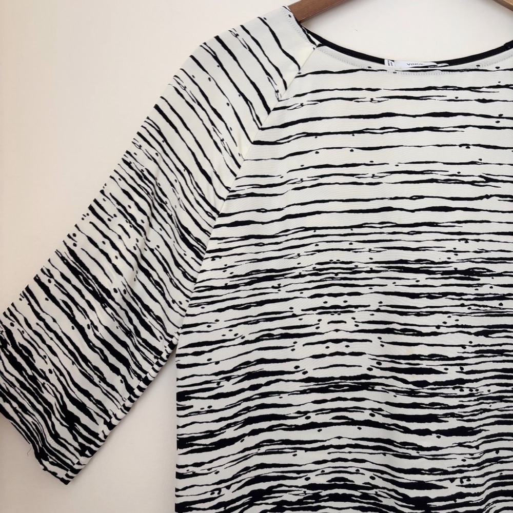 Vince White & Black Striped Silk Blouse XS Office Chic - Picture 4 of 10